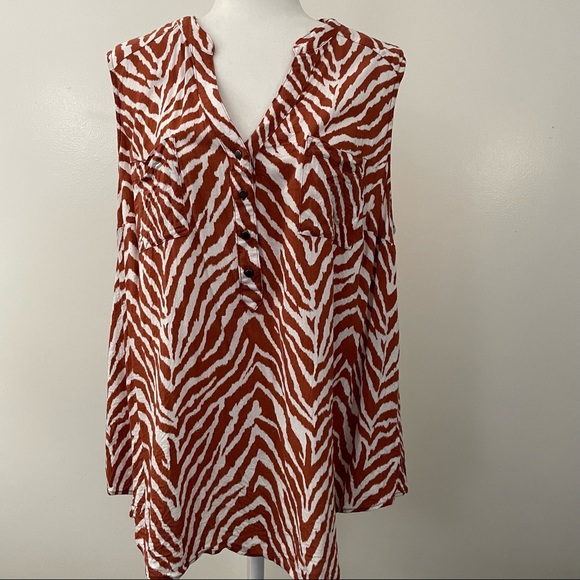 Harper Brown Zebra Textured Stretch Rayon Tank - Picture 2 of 6